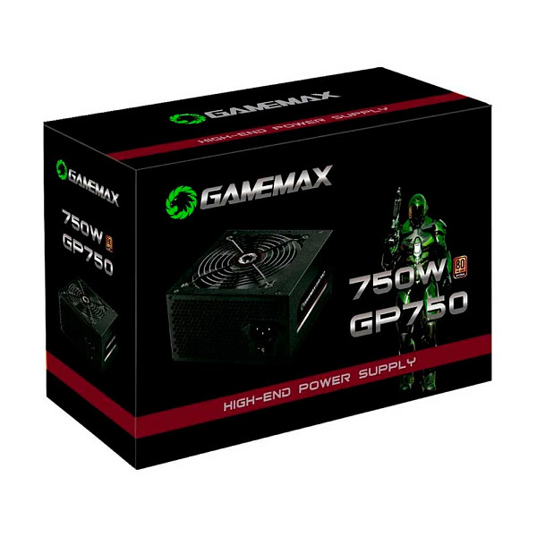 Fonte Gamemax GP750, 750W, 80 Plus Bronze, PFC Ativo, Com Cabo, Preto - GP750