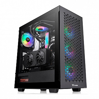 Gabinete Gamer Thermaltake V350 TG ARGB Air Mid Tower, Vidro Temperado, Sem Fonte, 3 fans ARGB de 120 mm, Preto,  CA-1S3-00M1WN-03