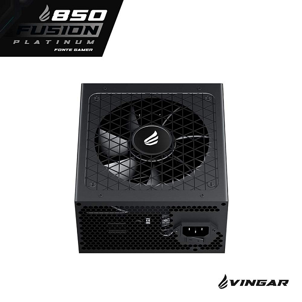 Fonte Gamer VINGAR Fusion 850W Platinum, 850W, Teclab Extreme, Modular, PFC Ativo, Com Cabo, Preto