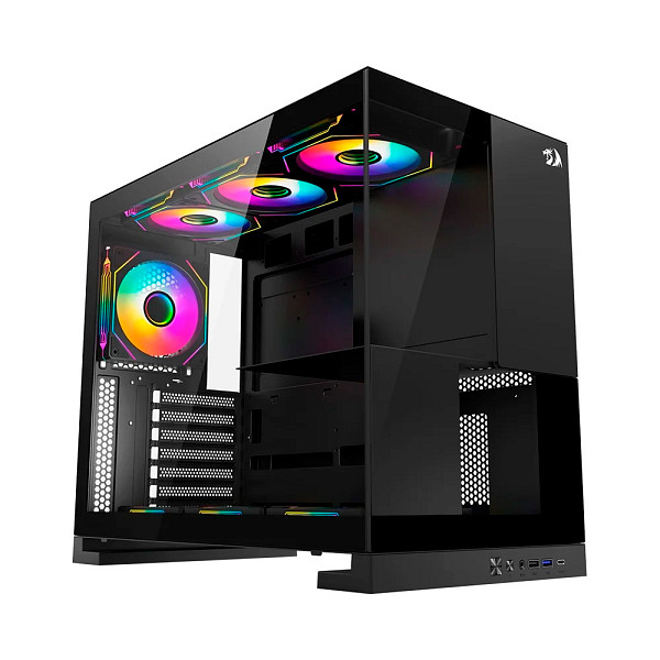 Gabinete Gamer Redragon Eternal, Mid Tower, ARGB, ATX, Lateral em Vidro, Preto - CA-612B