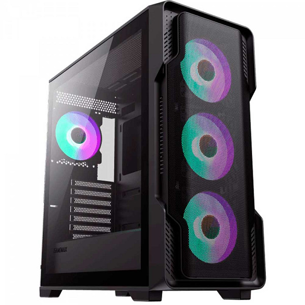 Gabinete Gamer Gamemax Siege Black, Mid Tower, EATX, Vidro Temperado, Preto, Sem Fonte, Sem Fan