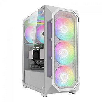 Gabinete Gamer Gamdias Aura GC1 Elite, Vidro Temperado, ATX, Mid Tower, RGB, Com 4 Fans, Sem Fonte, White
