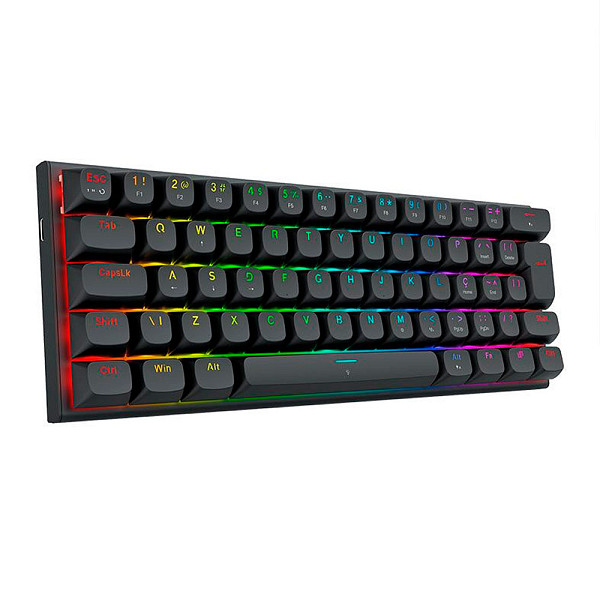 Teclado Magnetico Redragon Fidd, RGB, 60%, ABNT2, Switch Pink Linear, Preto, K683-RGB-PT