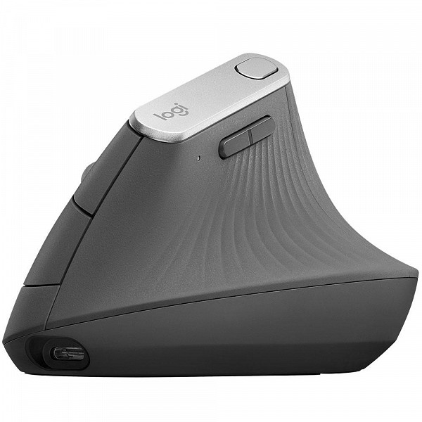 Mouse Logitech MX Vertical Sem Fio Recarregável Tecnologia Flow Unifying Cinza 4000DPI - 910-005447
