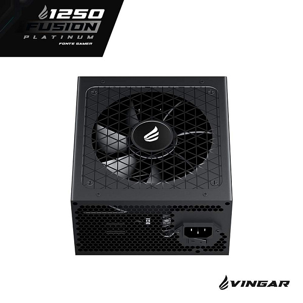 Fonte Gamer VINGAR Fusion 1250W Platinum, 1250W, Teclab Extreme, Modular, PFC Ativo, Com Cabo, Preto