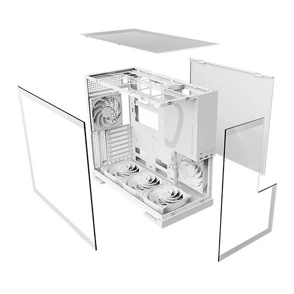 Gabinete Gamer Geometric Future Model 5, Mid-Tower, Lateral de Vidro, Com 5 Fans, Branco, GEO-M5F-W