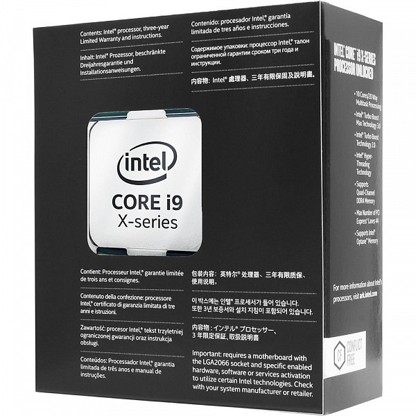 Processador Intel i9-7940X Skylake Cache 19.25MB, 3.1GHz (4.3GHz Max Turbo), LGA 2066 - BX80673I97940X