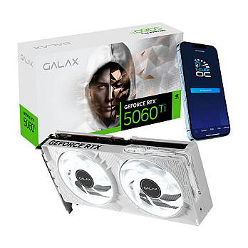 Placa de Vídeo GALAX RTX5060 TI 1-Click OC White NVIDIA Geforce, 8GB, GDDR7, 2587 MHz, DLSS 4 - 56ISN8MDCQWH