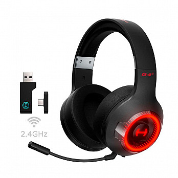 Headset Gamer Sem Fio Edifier G4S Hecate, LED Vermelho, Drivers 40mm, Bluetooth, USB, Microfone Removível, Preto - G4S