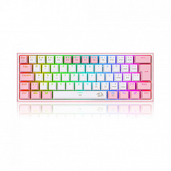 Teclado Mecânico Gamer Redragon Fizz, Switch Blue, ABNT 2, White/Pink, K617-RGB-WP