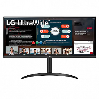 Monitor LG 34' IPS, Ultra Wide, Full HD, HDMI, HDR 10, 95% sRGB, FreeSync, Ajuste de Altura, Preto - 34WP550