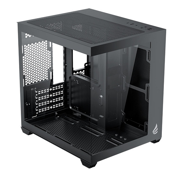 Gabinete Gamer VINGAR Misterium Mini, Lateral de Vidro, Preto, S/Fans
