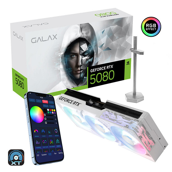 Placa de Video Galax GeForce RTX 5080 1-Click OC White, 16GB, GDDR7, 256-bit, 58NZN6MDBCWH
