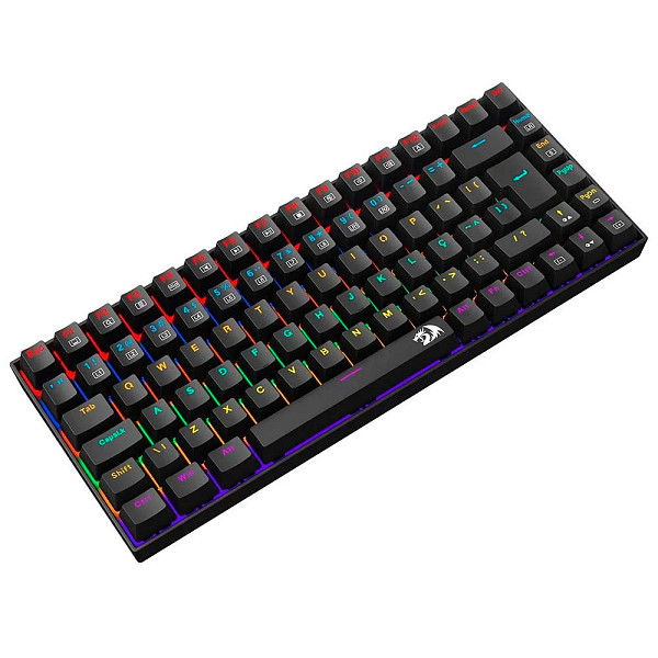 Teclado Mecânico Gamer Redragon Phantom, Iluminação Rainbow, Switch Marrom, Cabo USB-C Removível, ABNT2, Preto - K629-KB (PT-BROWN)