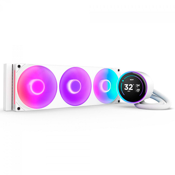 Water Cooler NZXT Kraken Elite AIO V2, 360mm, LCD IPS, RGB, Intel e AMD, Branco - RL-KR36E-W2