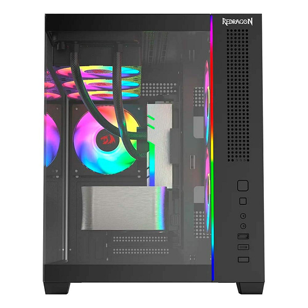 Gabinete Gamer Redragon Wideload Mini Lite RGB, Mini Tower, M-ATX, Sem Fans, Preto - CA-611B