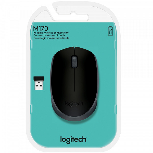 Mouse Logitech M170 Sem Fio Preto e Cinza 910-004940