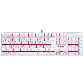 Teclado Mecânico Gamer Redragon Mitra Lunar K551W, Switch Vermelho, ABNT2, Branco