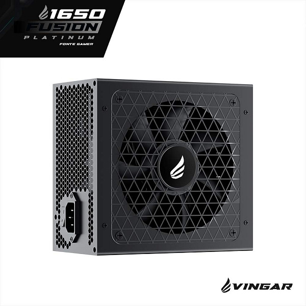 Fonte Gamer VINGAR Fusion 1650W Platinum, 1650W, Teclab Extreme, Modular, PFC Ativo, Com Cabo, Preto