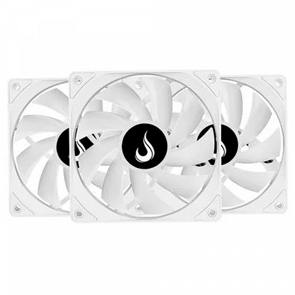 Kit Com 3 Ventoinhas Rise Mode, 120mm, RGB, Branco - RM-CF-02-RGB