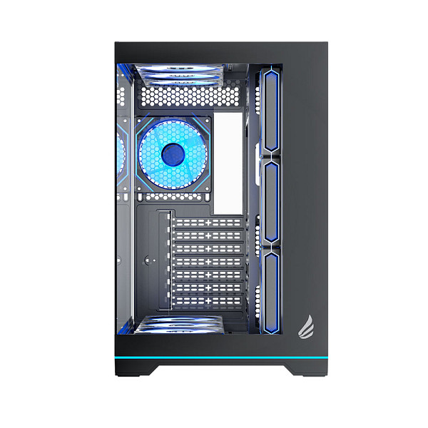 Gabinete Gamer VINGAR Misterium Mid Tower ARGB com 10 Fans e Controladora, Vidro Temperado, USB-C, Suporte ATX, Preto