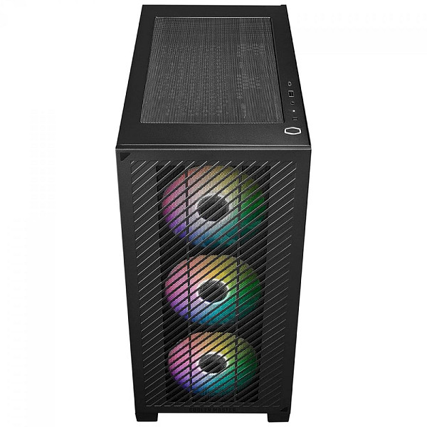 Gabinete Gamer Cooler Master Elite 301, ARGB, Vidro Temperado, Mid Tower, mATX, Com 3 Fans, Preto, E301-KGNN-S00