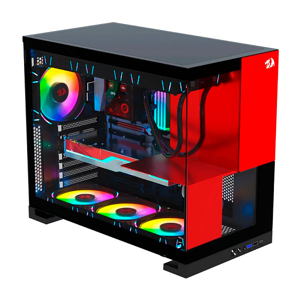 Gabinete Gamer Redragon Eternal P&V, Mid Tower, ARGB, ATX, Lateral em Vidro, Sem Fans, Preto e Vermelho - CA-612BR