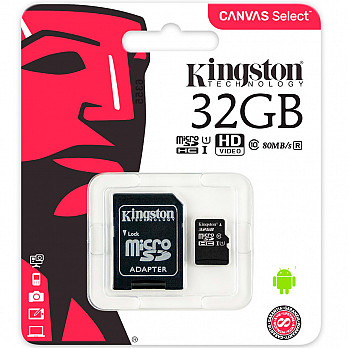 Cartão de Memória MicroSD Kingston 32GB Classe 10 com Adaptador - SDCS32GB
