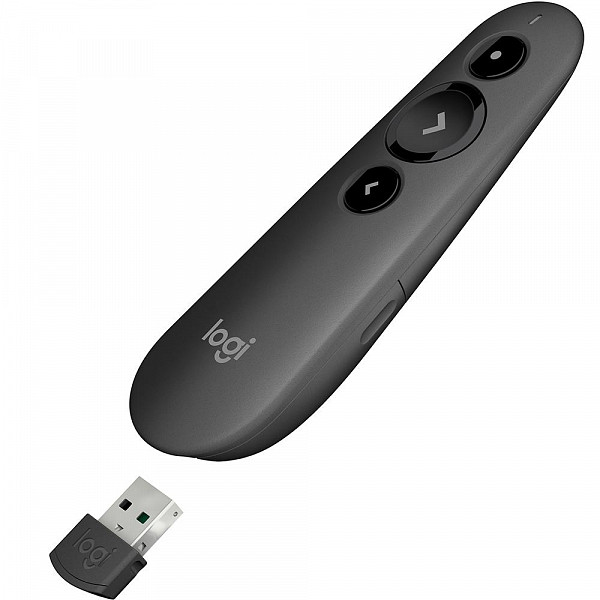 Apresentador sem fio Logitech R500 com Laser Pointer Vermelho, Conexão por USB ou Bluetooth, Aplicativo para Personalização - 910-005333