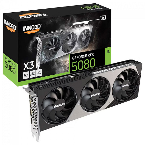 Placa de Vídeo INNO3D NVIDIA GeForce RTX 5080 X3, 16GB, GDDR7, DLSS, Ray Tracing, N50803-16D7-176068N