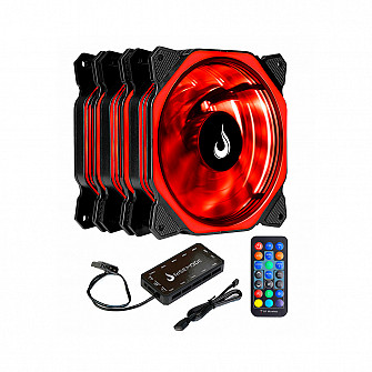 Cooler Fan Rise Mode RGB Aura, 3 Unidades, 120mm, Preto - RM-AU-02-RGB