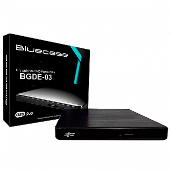 Gravador de DVD Externo Bluecase Slim, USB 2.0 - BGDE03CASE