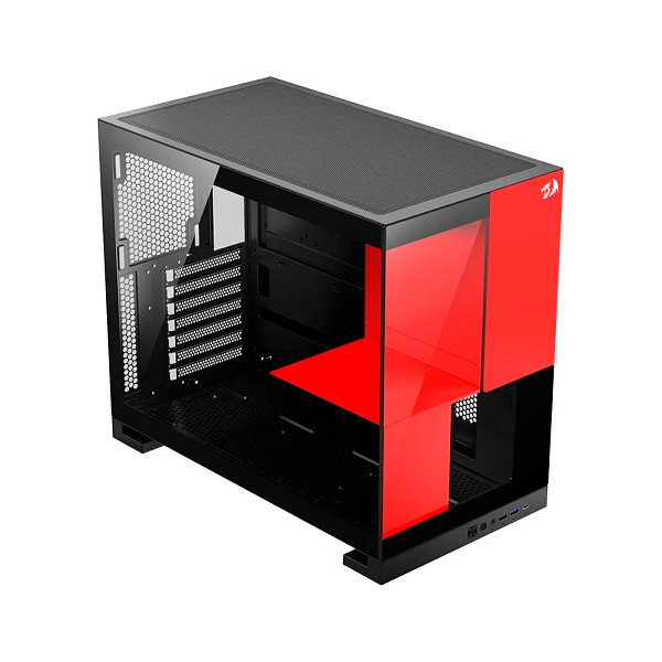 Gabinete Gamer Redragon Eternal P&V, Mid Tower, ARGB, ATX, Lateral em Vidro, Sem Fans, Preto e Vermelho - CA-612BR