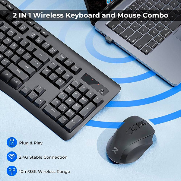 Combo Teclado E Mouse Redragon Office Bs-7367, Sem Fio Preto