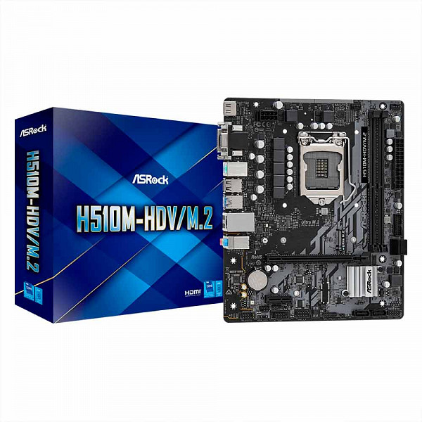 Placa Mãe ASRock H510M-HDV/M.2, Chipset H510, Intel LGA 1200, mATX, DDR4