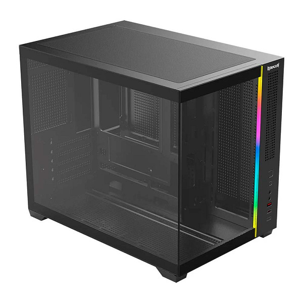 Gabinete Gamer Redragon Wideload Mini Lite RGB, Mini Tower, M-ATX, Sem Fans, Preto - CA-611B