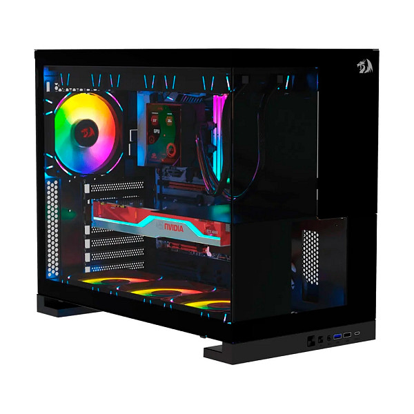 Gabinete Gamer Redragon Eternal, Mid Tower, ARGB, ATX, Lateral em Vidro, Preto - CA-612B
