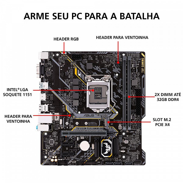 Placa-Mãe Asus TUF H310M-Plus Gaming/BR, Intel LGA 1151, mATX, DDR4