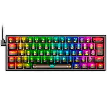 Teclado Mecânico Gamer Redragon Fizz Clear Black, RGB Chroma Mk.II, Cabo USB-C Removível, ABNT2, Preto - K617CTB-RGB