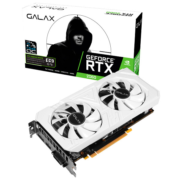 Placa de Vídeo Galax Geforce RTX 2060 Ex white (1-Click OC) 6GB GDDR6 26NRL7HPY3EW
