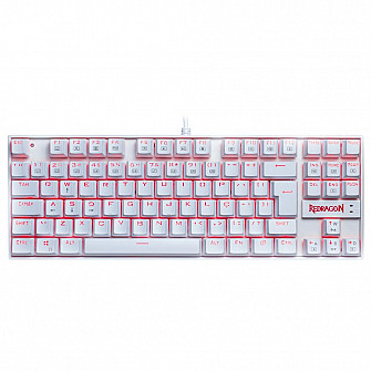 Teclado Mecânico Gamer Redragon Kumara, Anti-Ghosting, LED Vermelho, Switch Redragon MK2 Red, ABNT2, Branco - K552W-2 (PT-RED)