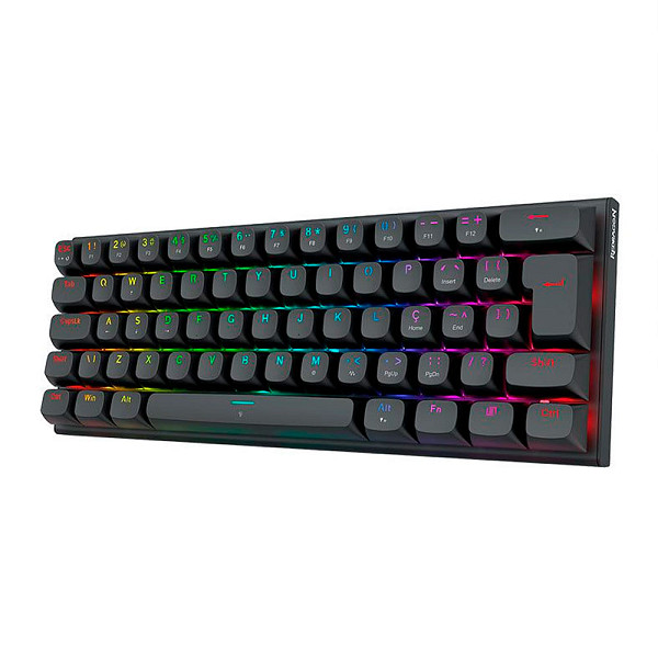 Teclado Magnetico Redragon Fidd, RGB, 60%, ABNT2, Switch Pink Linear, Preto, K683-RGB-PT
