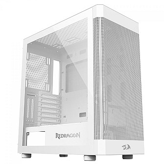 Gabinete Gamer Redragon Aeroglass Lunar, Mid Tower, Vidro Temperado, E-ATX, White, Sem Fonte, Sem Fan, CA-602W