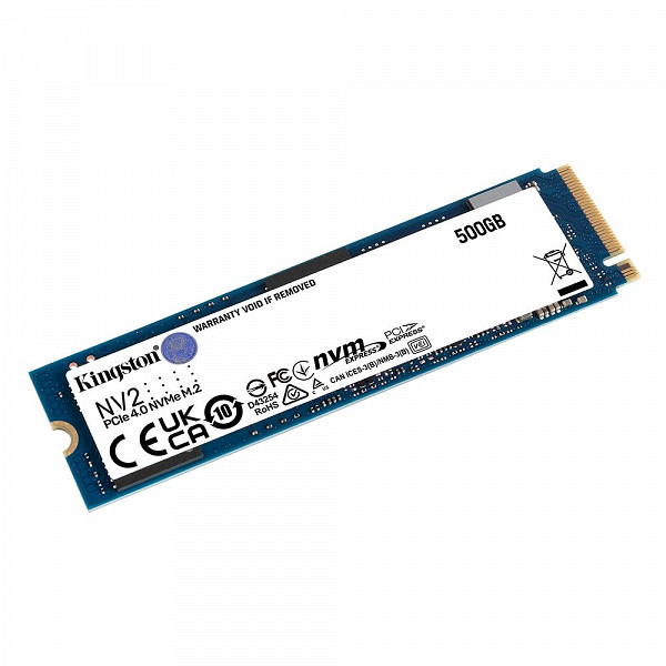 SSD 500 GB Kingston NV2, M.2 2280 PCIe, NVMe, Leitura: 3500 MB/s e Gravação: 2100 MB/s - SNV2S/500G