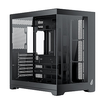 Gabinete Gamer VINGAR Misterium Mid Tower S/Fan, Vidro Temperado, USB-C, Suporte ATX, Preto