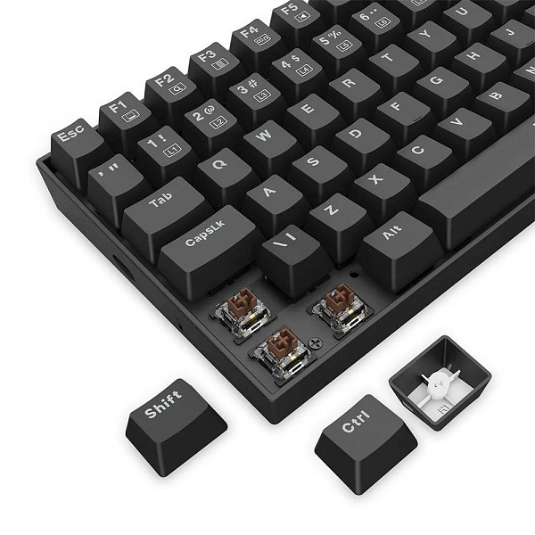 Teclado Mecânico Gamer Redragon Phantom, Iluminação Rainbow, Switch Marrom, Cabo USB-C Removível, ABNT2, Preto - K629-KB (PT-BROWN)
