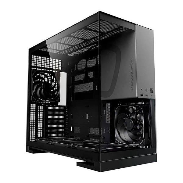 Gabinete Gamer Geometric Future Model 5, ARGB, Mid-Tower, Lateral de Vidro, Com 5 Fans, Preto e Cinza, GEO-M5F-BG