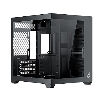 Gabinete Gamer VINGAR Misterium Mini, Lateral de Vidro, Preto, S/Fans