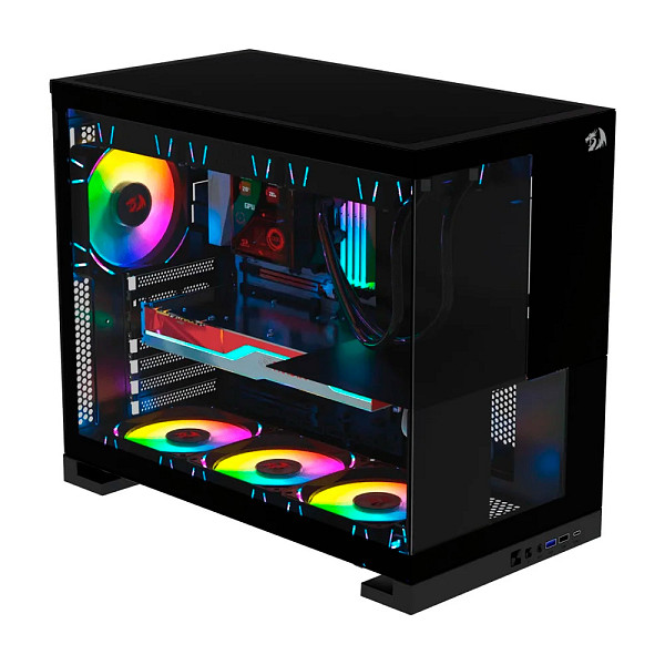 Gabinete Gamer Redragon Eternal, Mid Tower, ARGB, ATX, Lateral em Vidro, Preto - CA-612B