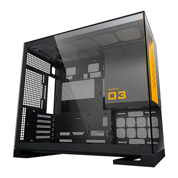 Gabinete Gamer Geometric Future Model 3, Mini-Tower, Lateral de Vidro, Preto e Cinza, GEO-M3-BG